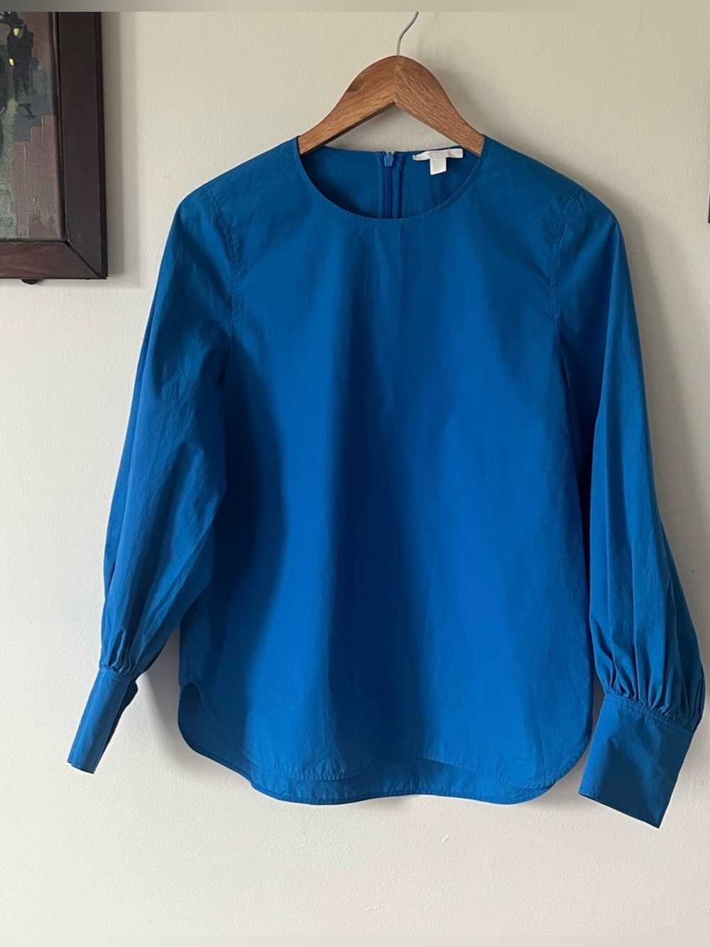 COS Cobalt Blue Long-Sleeve Blouse - Size Small PTP 19.5 inch